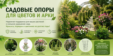Металлические садовые опоры для цветов и кустов, арки для роз и вьющихся растений собственного производства